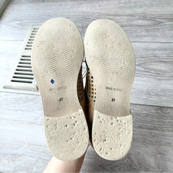 Vintage FarFalle  Beige Perforated Leather Lace Up Oxford Made in Italy - Picture 9 of 13